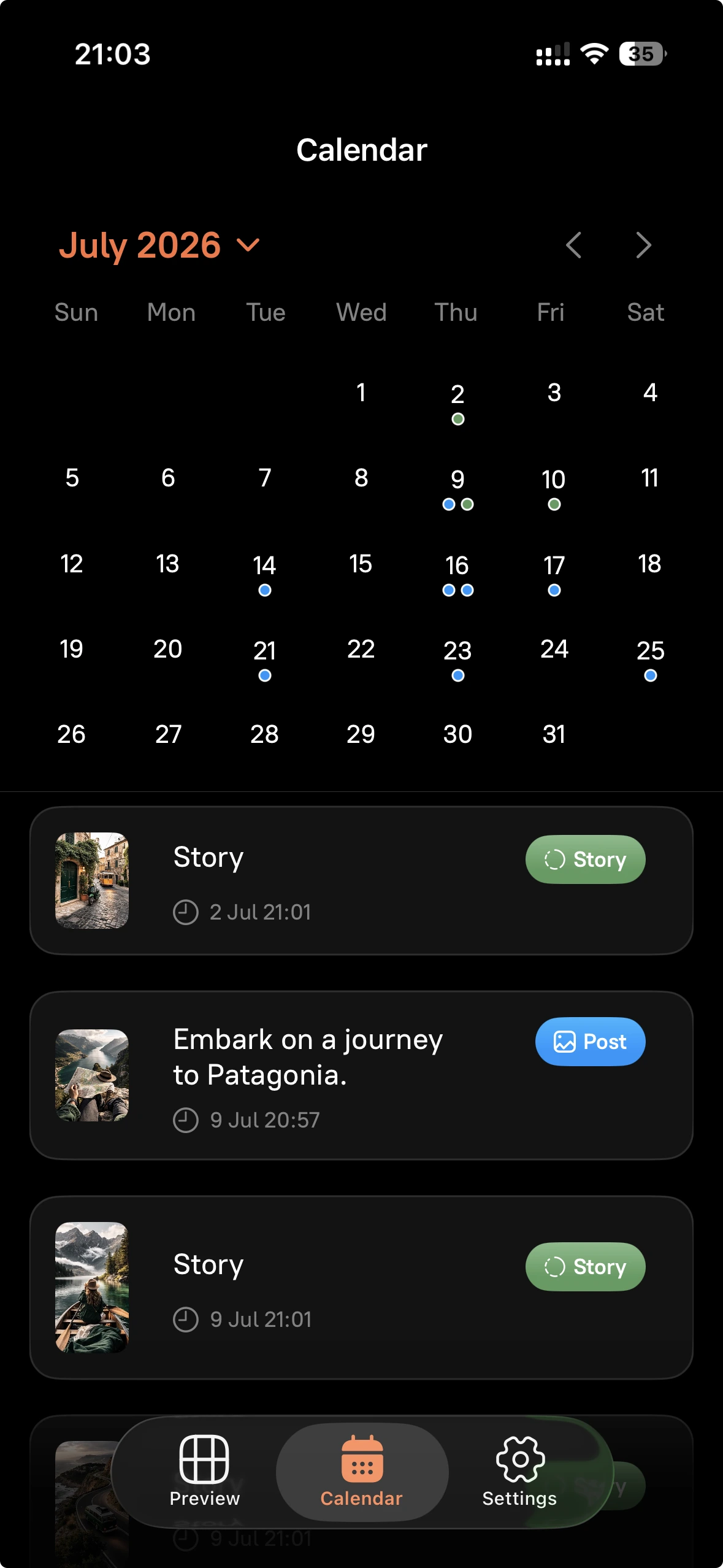 Gridley Instagram content calendar planner